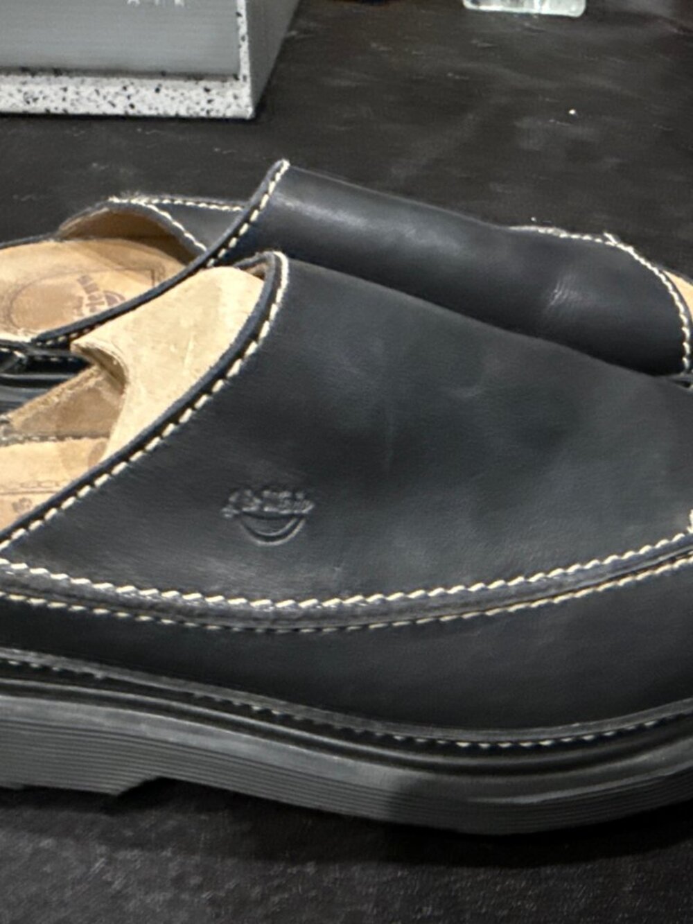Vintage Dr Martens Black Leather Mens Sandals Achava Apron Slide US Sz 10 - Picture 3 of 9